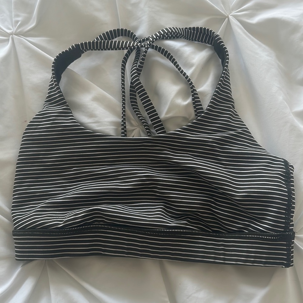 lululemon athletica Black and White Striped Sports Bra
